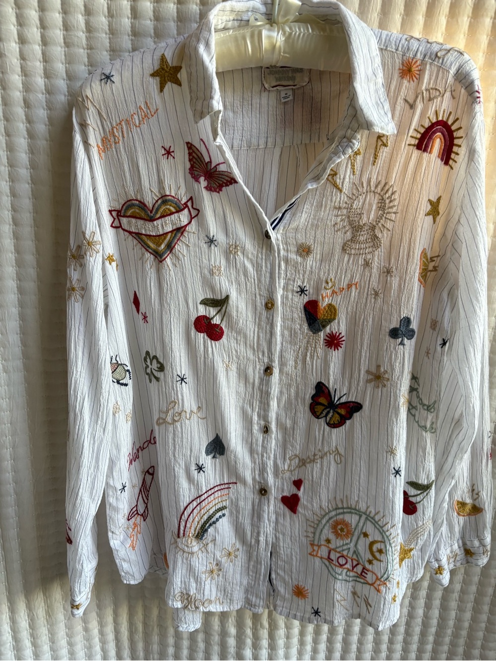 Johnny Was Workshop Mystical Embroidered Button Down Shirt M
